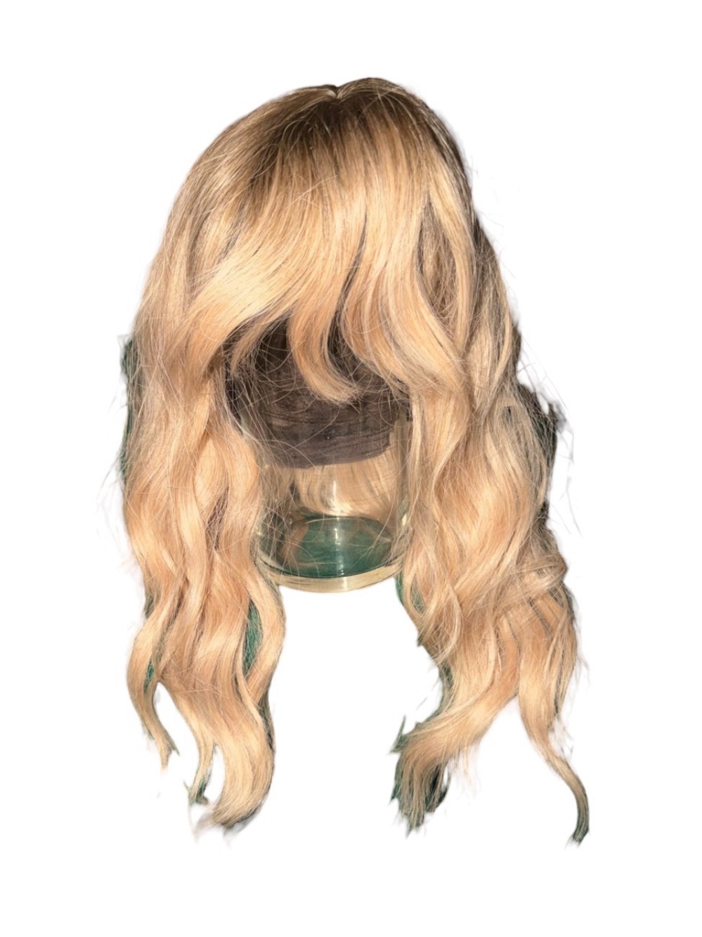 Ombré Blonde Wavy Lace Front Wig with Bangs
